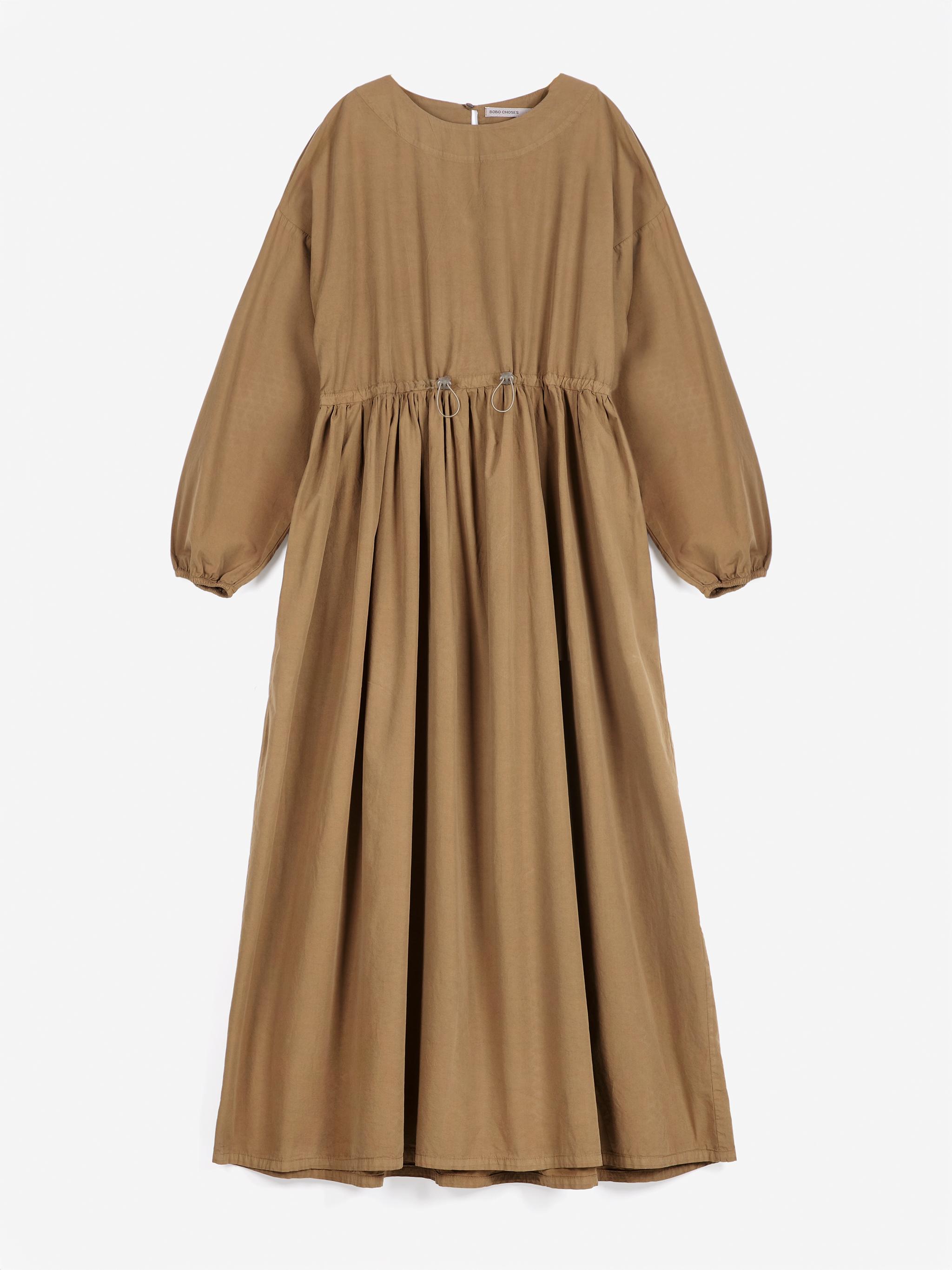 Bobo Choses Poplin Elastic Waist Dress Khaki Damen Maxi Kleis khaki